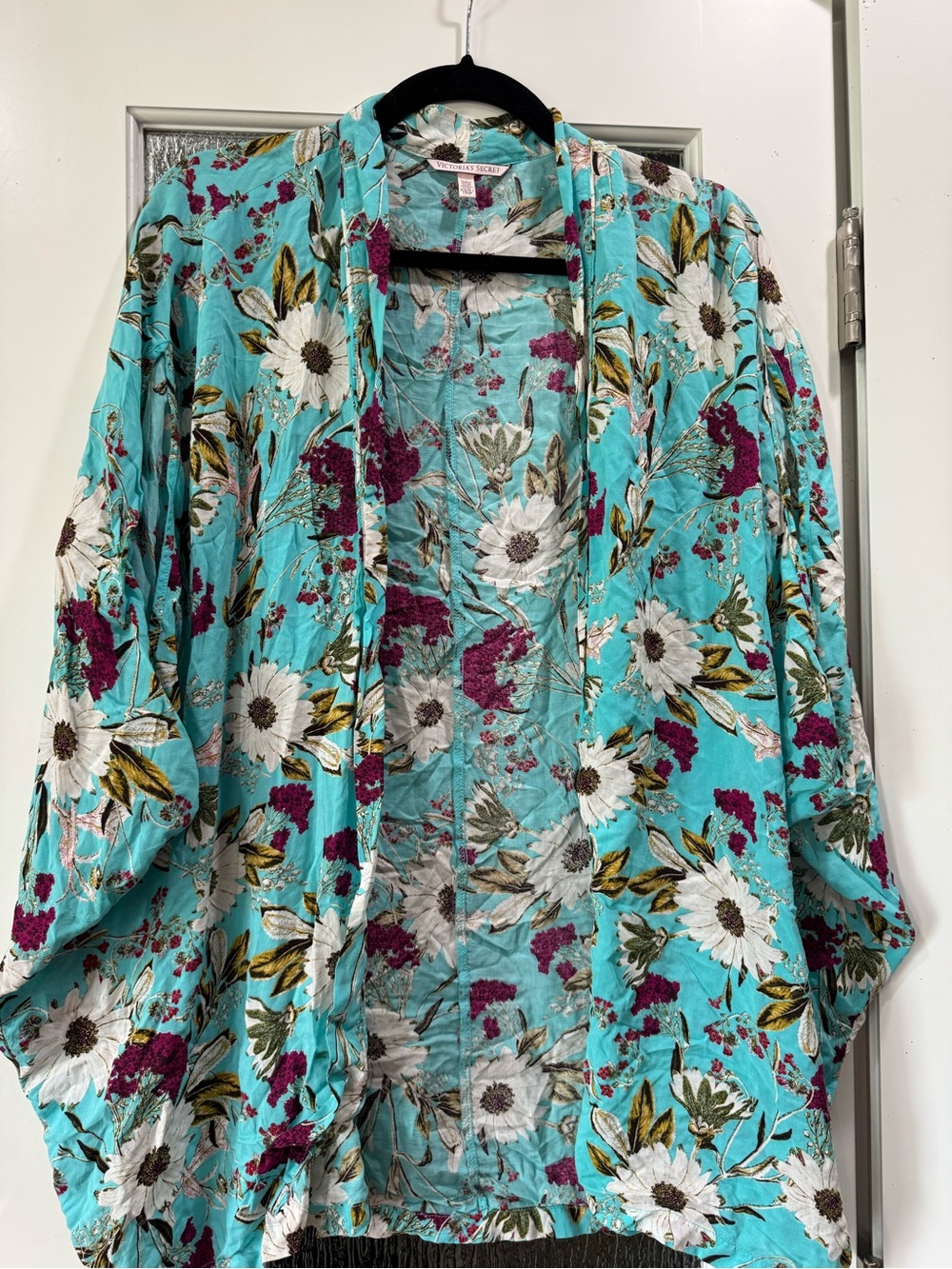 Victoria's Secret Turquoise Floral Open-Front Kimono